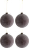J-Line kerstbal Parels - glas - bordeaux - large - doos van 4