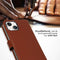 Selencia iPhone 15 - Echt Lederen Bookcase - 3 Pashouders - Lichtbruin