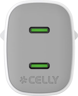 Celly UPTC2USBC45WWH - Oplader - 2x USB Type-C - Snel opladen - Wit