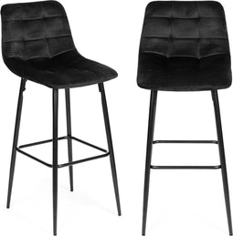 Barkruk met rugleuning - 105x44x51 cm - fluweel - zwart