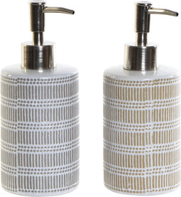 Zeepdispenser DKD Home Decor Grijs ABS Keramiek Boho (2 pcs) (7.2 x 8 x 18 cm)