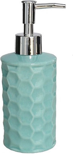 Zeepdispenser / Zeeppompje - Keramiek Collectie Flora - Groen - 260ml - 6.5 x 7.5 x 18 cm