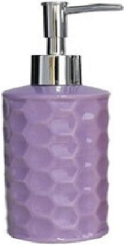 Zeepdispenser / Zeeppompje - Keramiek Collectie Flora - Paars - 260ml - 6.5 x 7.5 x 18 cm