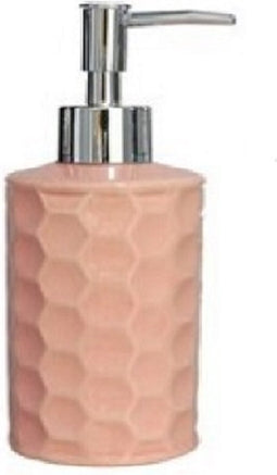 Zeepdispenser / Zeeppompje - Keramiek Collectie Flora - Roze - 260ml - 6.5 x 7.5 x 18 cm