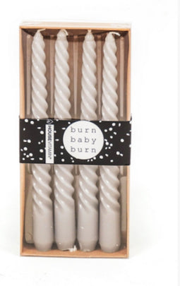 Housevitamin Swirl kaarsen grijs set van 4 - 20 cm - Twisted Candle – Twirl Candle - Gedraaide Kaarsen
