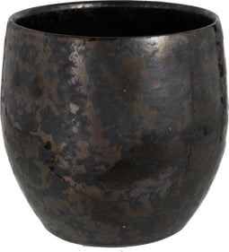 J-Line bloempot Antique Smokey - keramiek - zwart - large - Ø 21.5 cm