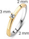 TI SENTO Ring - 925 zilver - Zirkonia geel verguld - Maat 17.25 mm (maat 54)