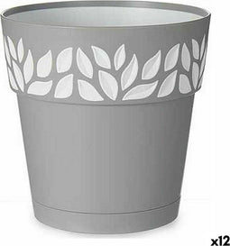 Zelfwaterende bloempot Stefanplast Grijs 15 x 15 x 15 cm Wit Plastic (12 Stuks)