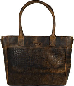 DSTRCT Alligator Creek Handtas - Leer met croco print - Cognac