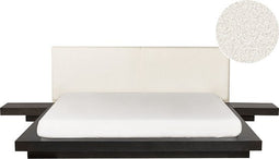 ZEN - Tweepersoonsbed - Donkerhout - 180 x 200 cm - Bouclé