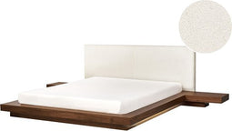 ZEN - Tweepersoonsbed met LED - Bruin - 160 x 200 cm - Bouclé