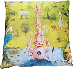 ZenXhome-Jeroen Bosch- Jheronimus Bosch- Tuin der Lusten- Hemel- Hoogwaardig sierkussen met riets- 44cm X 44cm inclusief kussen- Dutch Design Product