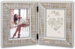 ZEP - Duo / 2-luik houten fotolijst wit / bruin Levico 2Q voor 2 foto's 13x18 - WW3557
