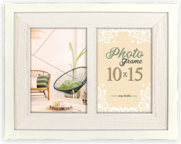 ZEP - Duo Houten Fotolijst Arlon wit voor 2 foto's 10x15 (afmeting 28 x 22 cm) - NQ22W