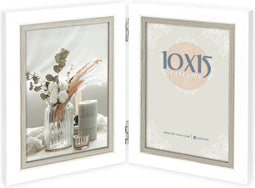 ZEP - Duo Houten Fotolijst Sion 2Q Wit / Grijs voor foto's 2x 13x18 (34x22 cm) - CD787