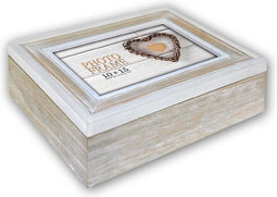ZEP - Houten Foto opbergdoosje Zacapa Box Bruin / Wit op deksel een foto 15x20 (24x19x6 cm) - EZ599