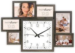 ZEP - Houten Foto Wandklok Losanna Bruin voor foto's 1x 10x10, 3x 10x15, 2x 13x18 (63x43,5 cm) - UT658