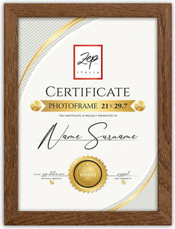 ZEP - Houten Fotolijst Certificate A4 Bruin voor foto formaat 21x29,7 cm - V4721N