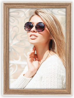 ZEP - Houten Fotolijst Kriss in wit met bruin voor 1 foto 30x45 - EK8335