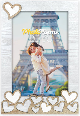 ZEP - Houten fotolijst Lavinia wit met hartjes voor foto formaat 20x30 cm - EA8823