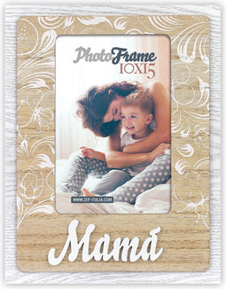 ZEP - Houten Fotolijst met tekst Mama / Alessia ES Bruin voor foto 10x15 - FE8846