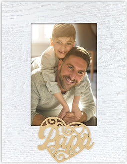 ZEP - Houten Fotolijst Oscar Wit met tekst Papa voor foto formaat 10x15 cm - ME6846