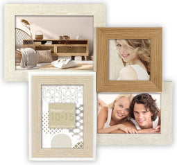 ZEP - Houten multi Fotolijst Desio in bruin en wit voor 4 foto's 2x 10x15, 1x 10x10 en 1x 13x18 cm (afmeting 37 x 34,5 cm) - ZD843