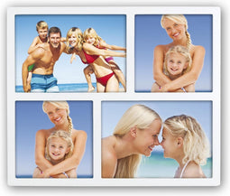 ZEP - Houten Multi Fotolijst Fiuggi wit voor foto's 2x 13x13 2x 13x18 afmeting 32x27 cm - OF57W