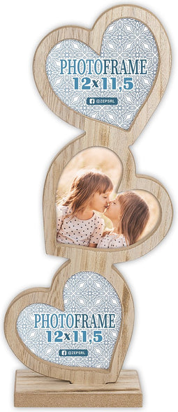 ZEP - Houten Multi Fotolijst Frida Bruin voor foto formaat 3x 12x11,5 cm (13x40 cm) - RE333