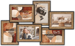 ZEP - Houten Multi Fotolijst Lubecca Zwart / Bruin voor foto formaat 6x 10x15 cm (52x32 cm) - DA266
