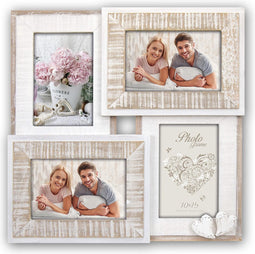 ZEP - Houten Multi Fotolijst Molvano wit/bruin voor 4 foto's 10x15 (afmeting 35x35 cm) - WW435