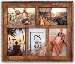 ZEP - Houten Multi fotolijst Mosel bruin voor 5 foto's formaat 10x15 (afmeting 35,5 x 30,5 cm) - BM546