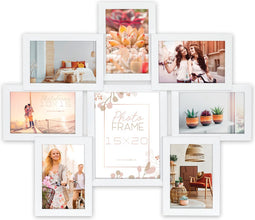 ZEP - Houten multi fotolijst Riace wit voor 7 foto's 10x15 en 1 foto 15x20 - ZD744