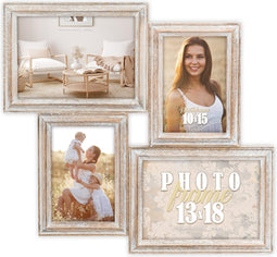 ZEP - Houten Multi Fotolijst Rosel 4Q Bruin voor foto formaat 2x 10x15 en 2x 13x18 cm (39x37 cm) - AC446B