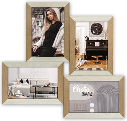 ZEP - Houten multi Fotolijst Vercelli in wit en bruin voor 4 foto's 10x15 cm (afmeting 35 x 34 cm) - DN496W