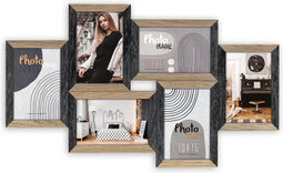 ZEP - Houten multi Fotolijst Vercelli in zwart en bruin voor 6 foto's 10x15 cm (afmeting 54 x 33 cm) - DN688B