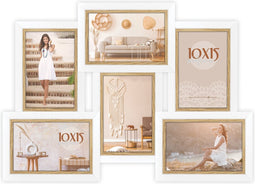 ZEP - Houten Multi Fotolijst wit/bruin Ayas 6Q voor 4 foto's 10x15 (afmeting 45,5x32 cm) - CV662