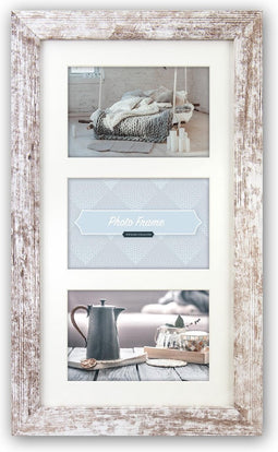 ZEP - Houten multi fotolijst wit/bruin Nelson 6 3Q voor 3 foto's 13x18 - V23136