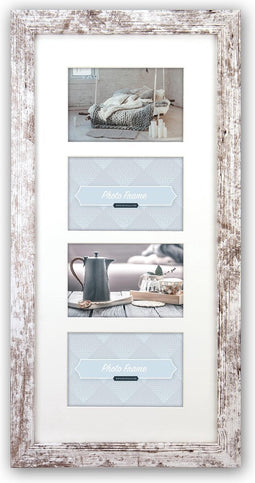 ZEP - Houten multi fotolijst wit/bruin Nelson 6 4Q voor 4 foto's 10x15 - V24106