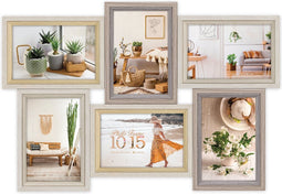 ZEP - Houten Multi Fotolijst ZARA 6Q in bruin tinten voor 6 foto's 10x15 (afmeting 47x32 cm) - VZ662