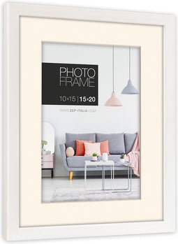 ZEP - Kunststof Fotolijst Edison Wit met Passe-Partout voor foto 15x20 / 20x30 cm - NP23W