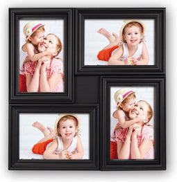 ZEP - Kunststof Multi Fotolijst Malaga Zwart voor 4 foto's 10x15 (afmeting 31x31 cm) - H032B