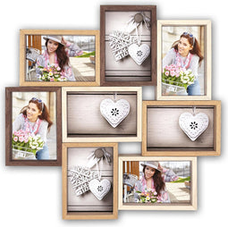 ZEP - Montreaux houten galerie / multi fotolijst in bruin tinten voor 8 foto's 13x18 (formaat 53 x 53 cm) - TY013