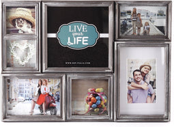 ZEP - Multi Fotolijst Derry kunststof grijs voor foto's 2x 10x10, 1x 13x18, 1x 20x20, 1x 13x13, 2x 10x15 (afmeting 52,5x37 cm) - HA07K
