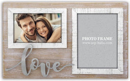 ZEP - Multi Houten Fotolijst Andrea 2Q met aluminium tekst "love" voor foto's 1x 10x15 1x 13x18 afmeting 36,5x23 cm - HR1253