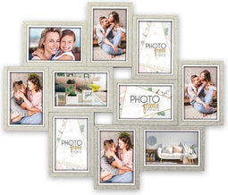 ZEP - Multi Houten Fotolijst Brema grijs / wit voor 10 foto's 10x15 (afmeting 59x49,5 cm) - LGX146