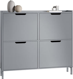 SoBuy FSR100-HG - Schoenenkast - 4 verstelbare schappen voor 12 paar schoenen - Grijs