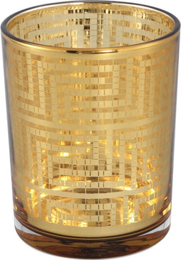PTMD Havy Gold Glass Tealight With Maze Print L