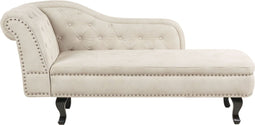 NIMES - Chaise longue - Lichtbeige - Linkerzijde - Fluweel