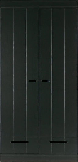 WOOOD Connect Kledingkast 2-Deurs met Lade- Grenen - Zwart - 195x94x53